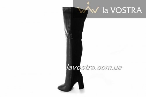 Ботфорти жіночі Nivelie 3677 (зимові / європейка, чорний, замш)