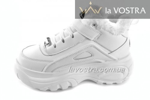 Кроссовки женские G-style 6784 (зимние, белый, эко-кожа)