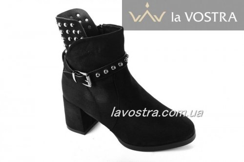Черевики жіночі Lilin shoes 5282 (зимові, чорний, еко-замш)