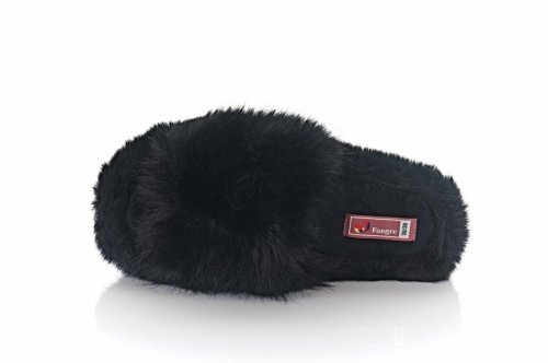 Тапочки женские 9638 (черные, мех)