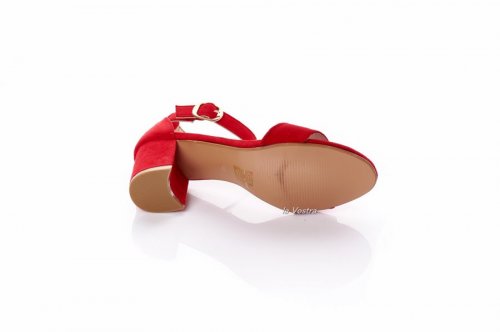 Босоніжки жіночі Small Swan 6252 (весна-літо-осінь, червоний, еко-замш)