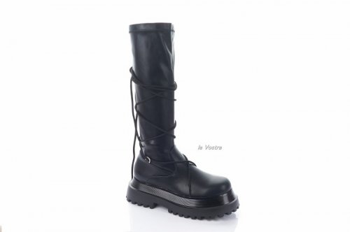 Сапоги женские Smail Swan 8215 (весенне-осенние, черный, эко-кожа)