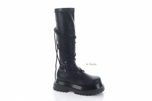 Сапоги женские Smail Swan 8215 (весенне-осенние, черный, эко-кожа)