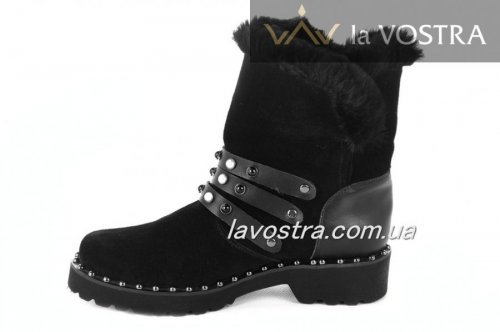 Ботинки женские Sezar 2102 (зимние, черный, замш)