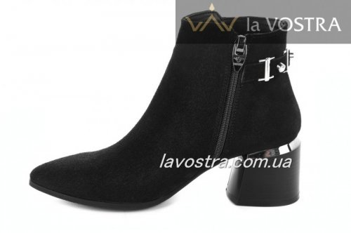 Ботинки женские Lirio 6725 (весенне-осенние, черный, замш)