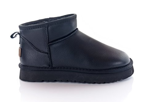 Угги жіночі ITTS 11439 (зимові, чорні, шкіряні)