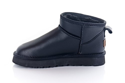 Угги жіночі ITTS 11439 (зимові, чорні, шкіряні)
