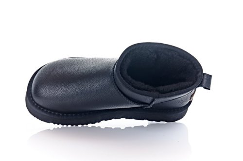 Угги жіночі ITTS 11439 (зимові, чорні, шкіряні)