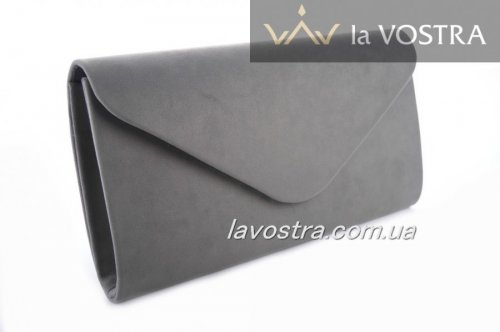 Клатч жіночий Miss moda 6535 (темно-сірий, еко-замш)