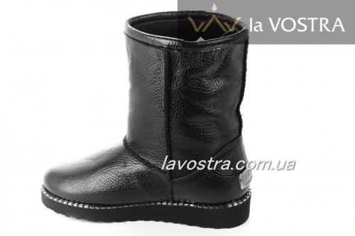 Угги жіночі Днепр 5249 (зимові, чорний, шкіра)