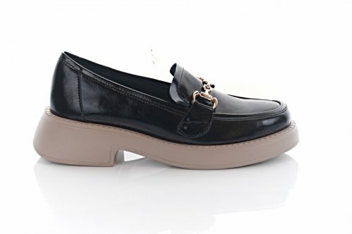 Лофера женские Steffe 9415 (весенне-осенние, черный-капучино, натуральная кожа-лак)