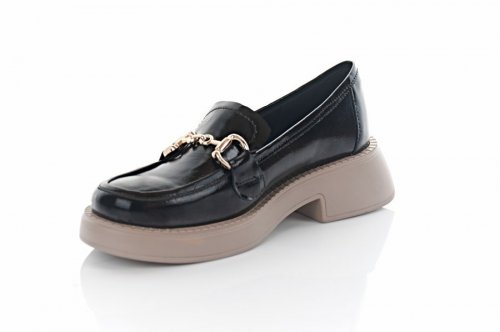 Лофера женские Steffe 9415 (весенне-осенние, черный-капучино, натуральная кожа-лак)