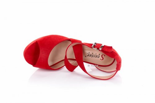 Босоножки женские Seastar 2550 (лето, красный, эко-замш)