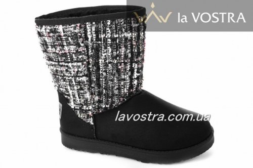 Угги жіночі Kylie 3193 (зимові, чорний, еко-замш)