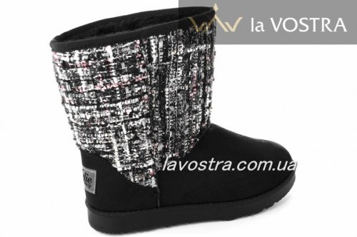 Угги жіночі Kylie 3193 (зимові, чорний, еко-замш)