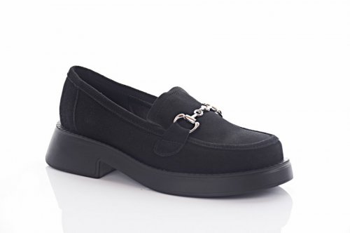 Лофери жіночі Steffe 9373 (весняно-осінні, чорний, натуральний замш)
