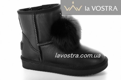 Угги женские ITTS 6745 (зимние, черный, эко-кожа)