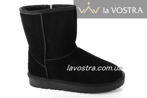 Угги женские PLPS 6743 (зимние, черный, эко-замш)