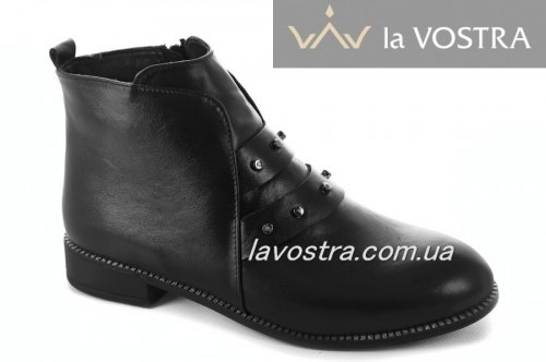Черевики жіночі Vlamal 6756 (весняно-осінні, чорний, шкіра)