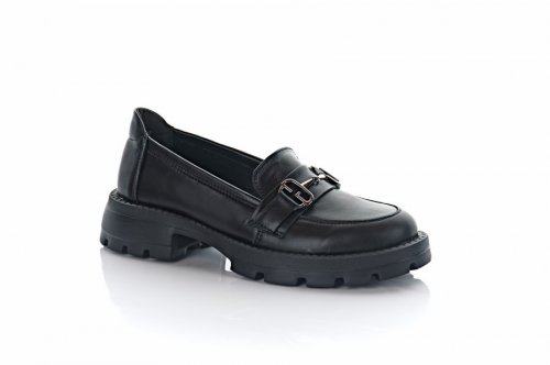 Лофери жіночі Steffe 9676 (весняно-осінні, чорні, шкіряні)