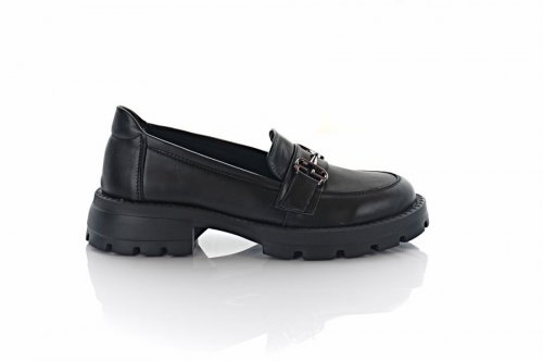 Лофери жіночі Steffe 9676 (весняно-осінні, чорні, шкіряні)