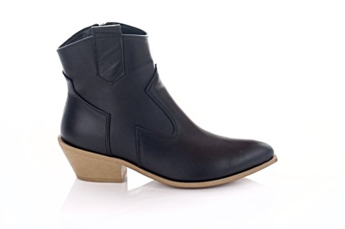 Козачки жіночі EDAN 10682 (весняно-осінні, чорні-коричневі, шкіряні)