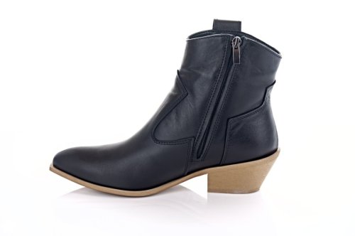 Козачки жіночі EDAN 10682 (весняно-осінні, чорні-коричневі, шкіряні)