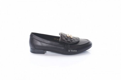 Лофери жіночі Jasmine 8049 (весняно-осінні, чорний, шкіра)