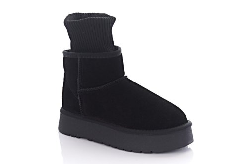 Угги женские Hengli 10507 (зимние, черные, замшевые)
