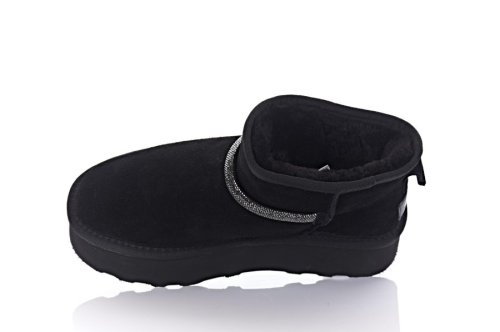 Угги женские PLPS 10555 (зимние, черные, замшевые)