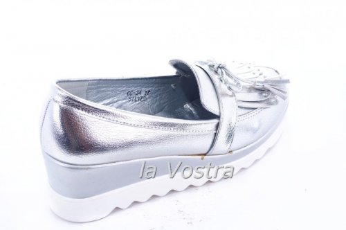 Туфли женские Seastar 4908 (весна-лето-осень, серебро, эко-лак)