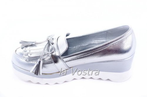 Туфли женские Seastar 4908 (весна-лето-осень, серебро, эко-лак)