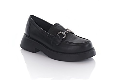 Лофери жіночі Steffe 10121 (весняно-осінні, чорні, натуральна шкіра)