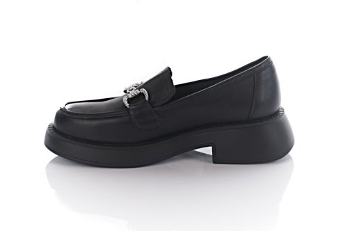 Лофери жіночі Steffe 10121 (весняно-осінні, чорні, натуральна шкіра)