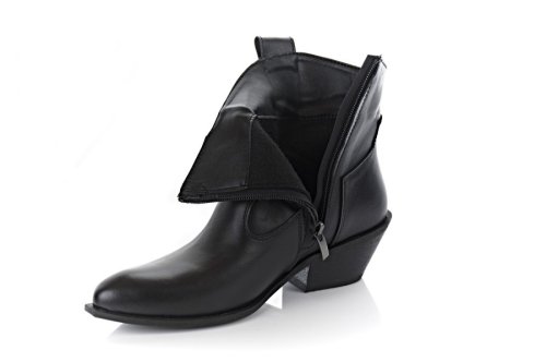 Козачки жіночі EDAN 10444 (весняно-осінні, чорні, шкіряні)