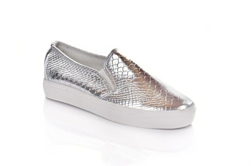 Слипоны женские Lucky shoes 11252 (весенне-летние, серые, эко-кожевенные)