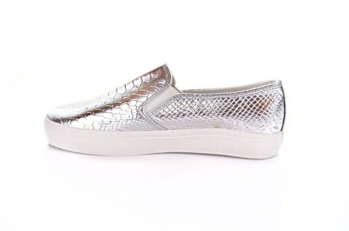 Слипоны женские Lucky shoes 11252 (весенне-летние, серые, эко-кожевенные)