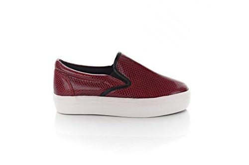 Слипоны женские Seastar 10437 (весенне-осенние, красные, эко-кожанные)