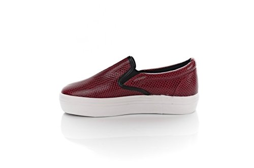 Слипоны женские Seastar 10437 (весенне-осенние, красные, эко-кожанные)