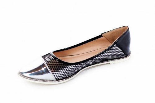 Балетки женские Ideal 2368 (весна-лето-осень, серебро)