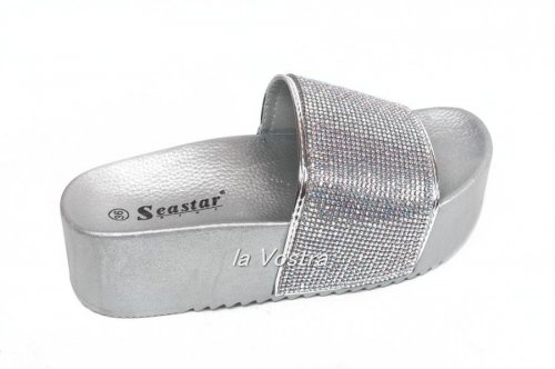 Шльопанці жіночі Seastar CK75 (літо, срібло, еко-шкіра)
