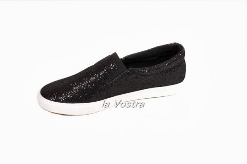 Слипоны женские Weide 3872 (весна-лето-осень, черный, текстиль)