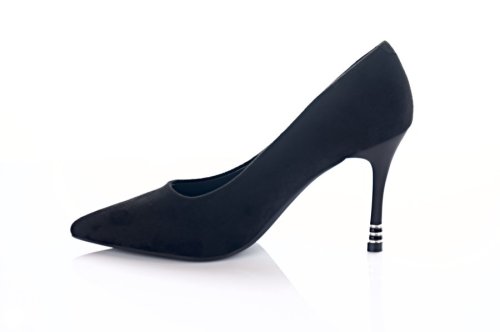Туфли женские Mejdelli 11327 (весенне-летние, черные, эко-замшевые)