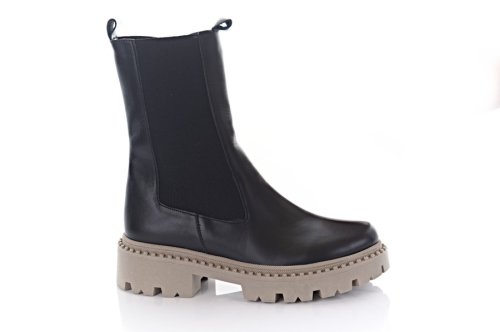 Черевики жіночі Slaturi 10551 (зимові, чорні-капучіно, шкіряні)