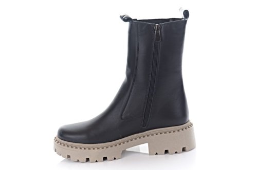 Черевики жіночі Slaturi 10551 (зимові, чорні-капучіно, шкіряні)