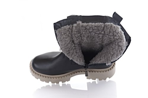 Черевики жіночі Slaturi 10551 (зимові, чорні-капучіно, шкіряні)