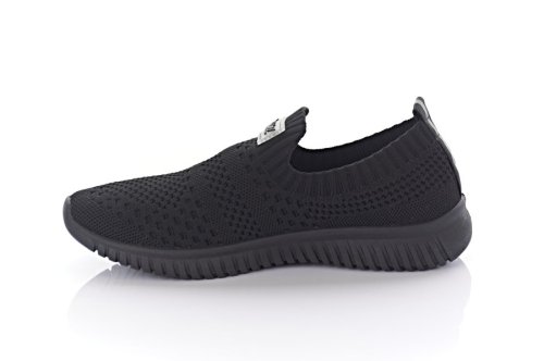 Мокасины женские Seastar 9709 (весна-лето-осень, черные, текстиль-сетка)