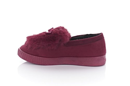 Слипоны женские Basida 3876 (зимние, бордовый, эко-замш)