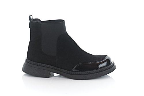 Черевики жіночі EDAN 10681 (весняно-осінні, чорні, замшеві-лакові)