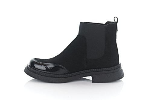 Черевики жіночі EDAN 10681 (весняно-осінні, чорні, замшеві-лакові)